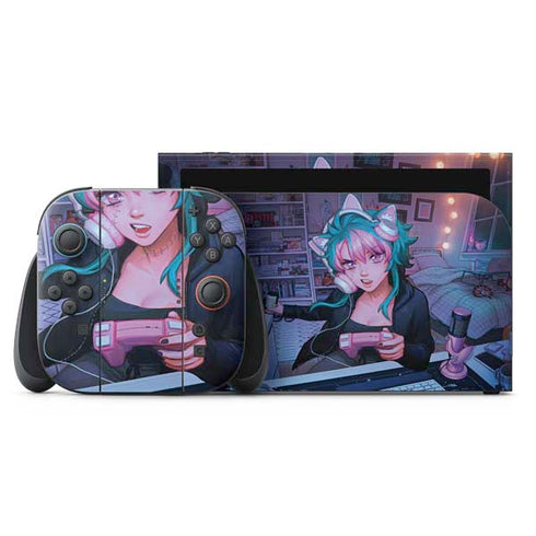 Anime Catgirl Gamer Nerd by Ivy Dolamore Nintendo Skins